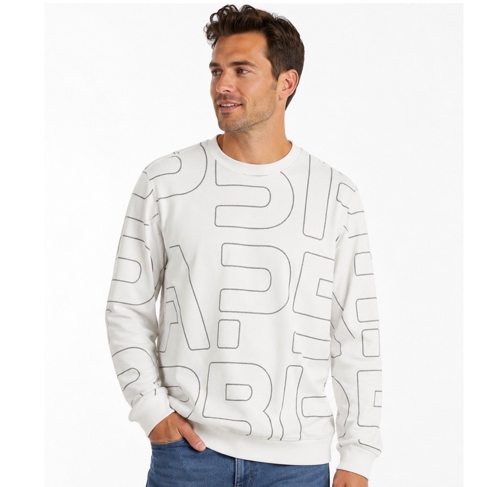 NEW Arnold Palmer White Graphic Print Crewneck Sweatshirt Size L Cotton unisex